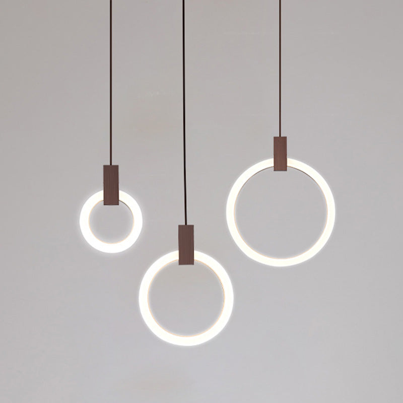 Halo Ring Pendant Light Fixture Simple Acrylic Dining Room LED Suspended Lighting