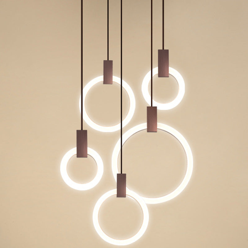 Halo Ring Pendant Light Fixture Simple Acrylic Dining Room LED Suspended Lighting