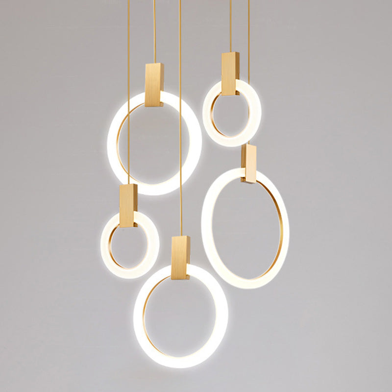 Halo Ring Pendant Light Fixture Simple Acrylic Dining Room LED Suspended Lighting