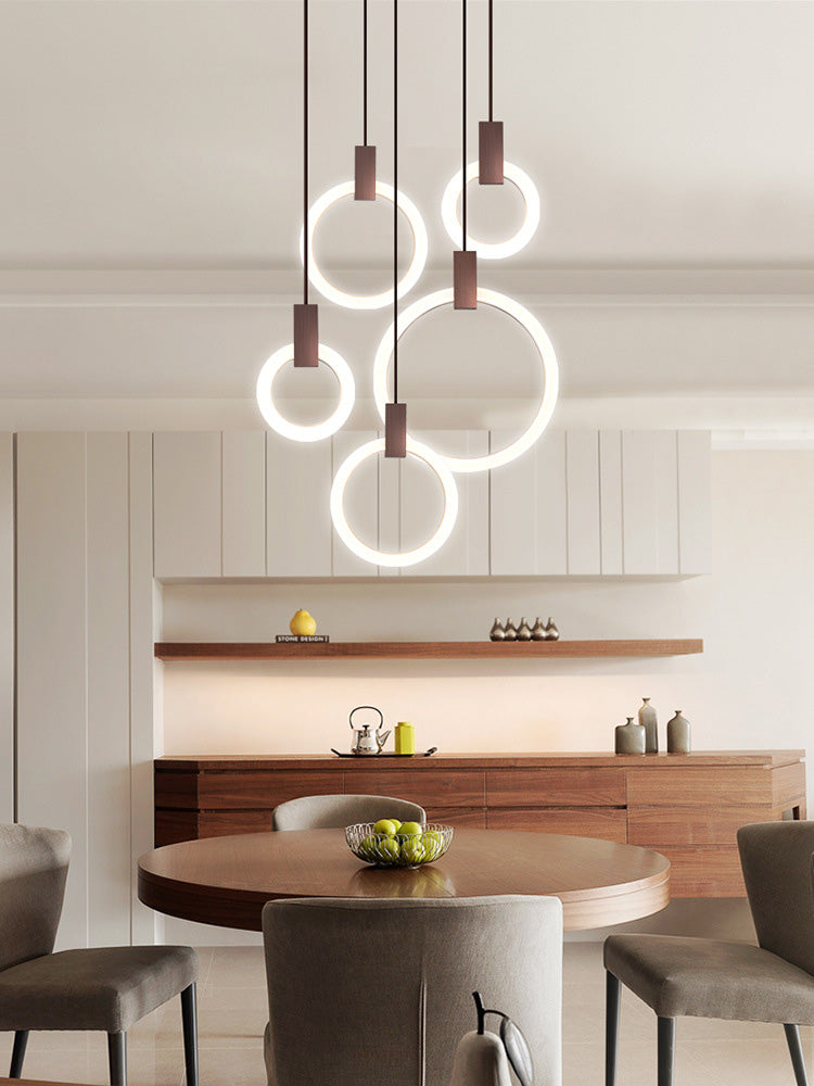 Halo Ring Pendant Light Fixture Simple Acrylic Dining Room LED Suspended Lighting