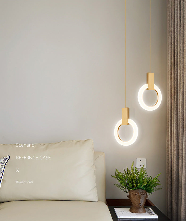 Halo Ring Pendant Light Fixture Simple Acrylic Dining Room LED Suspended Lighting