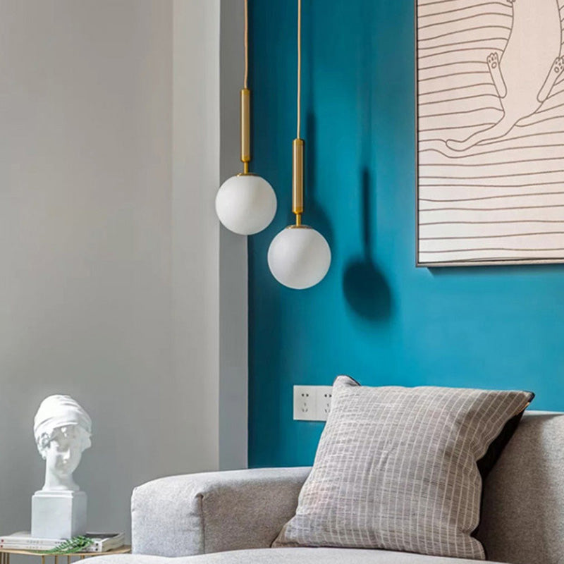 Spherical Pendant Lighting Fixture Simplicity Style Glass Hanging Light for Bedroom