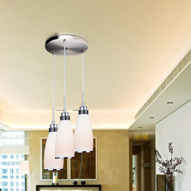 Glass Tapered Pendant Ceiling Light Minimalist Style Hanging Light Fixture in White