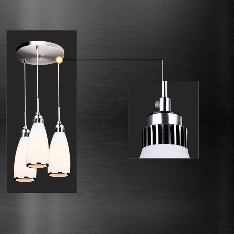 Glass Tapered Pendant Ceiling Light Minimalist Style Hanging Light Fixture in White