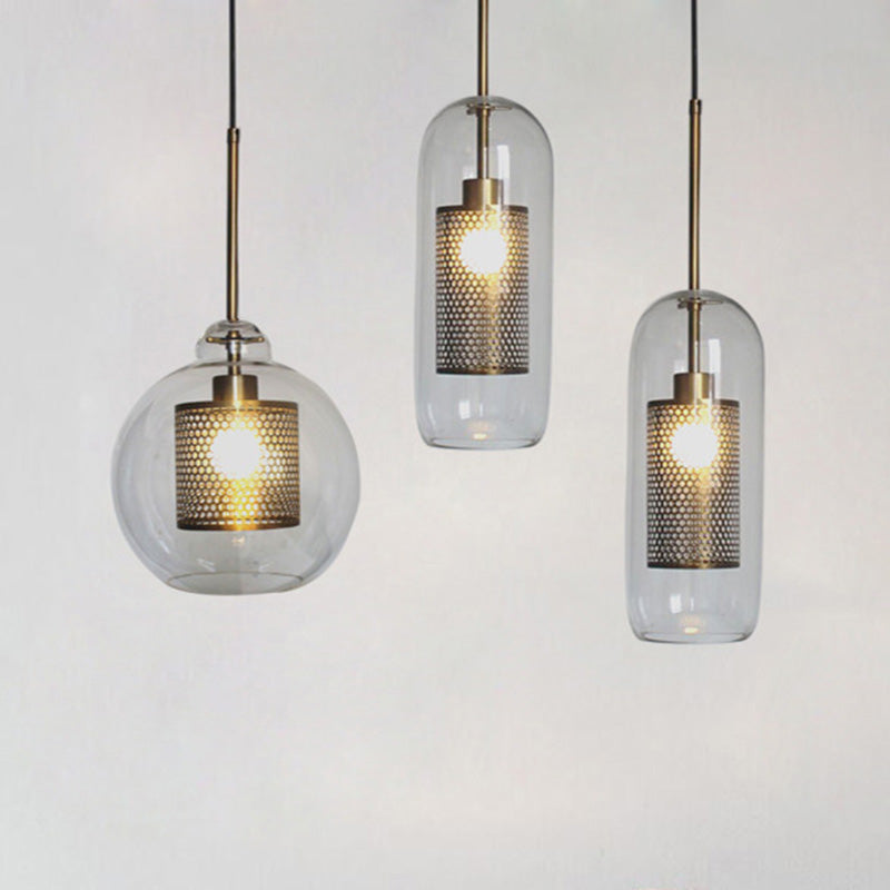 Glasschattierter Lichtkit zeitgenössischer Stil Bronze Anhänger Beleuchtung