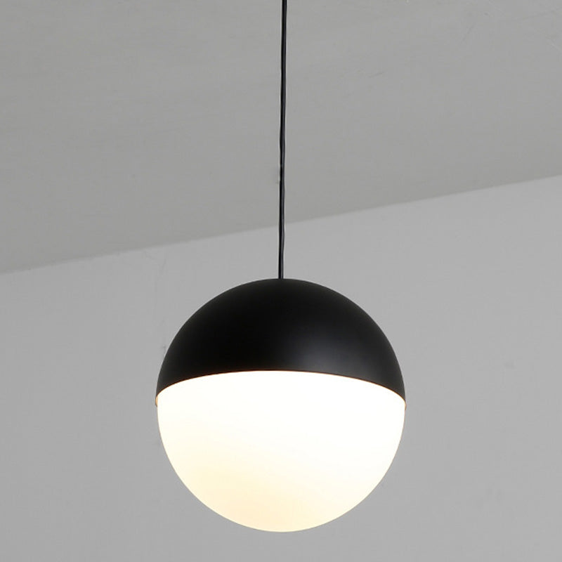 Sospensione di vetro a 1 luci a forma di sfera in bianco e nero Luce di sospensione in vetro a 1 luce per ristorante