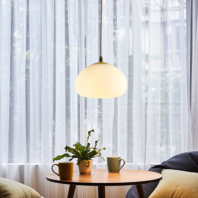 Glass Shaded Hanging Ceiling Light Modern Style Pendant Lighting Fixture in White