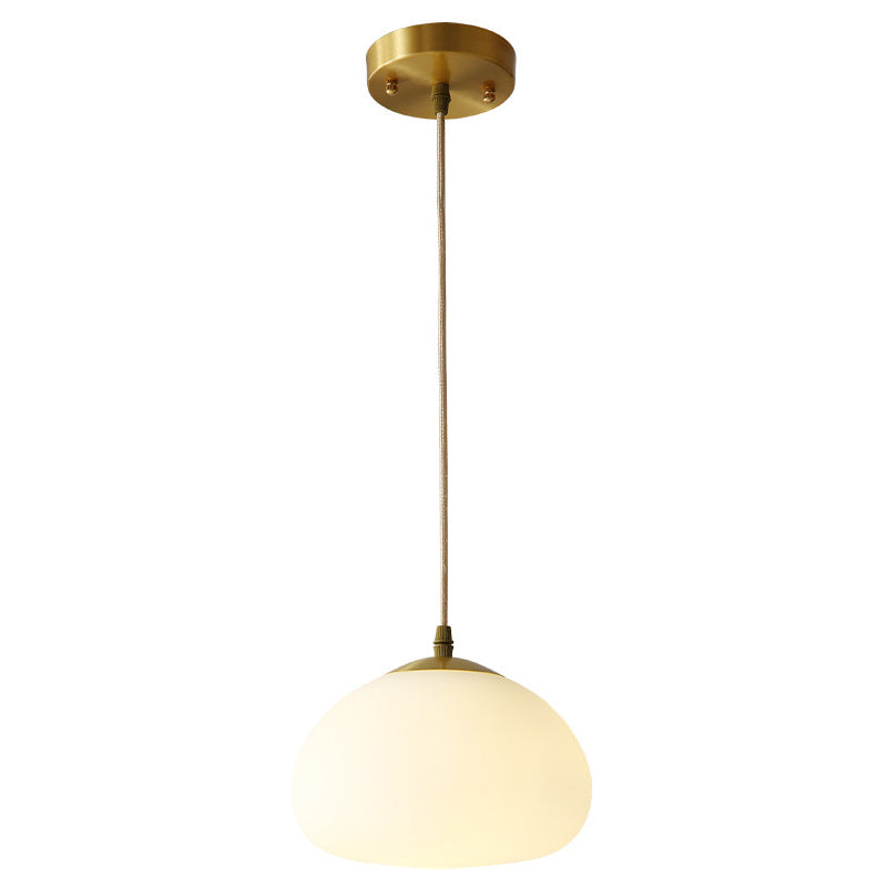 Glass Shaded Hanging Ceiling Light Modern Style Pendant Lighting Fixture in White