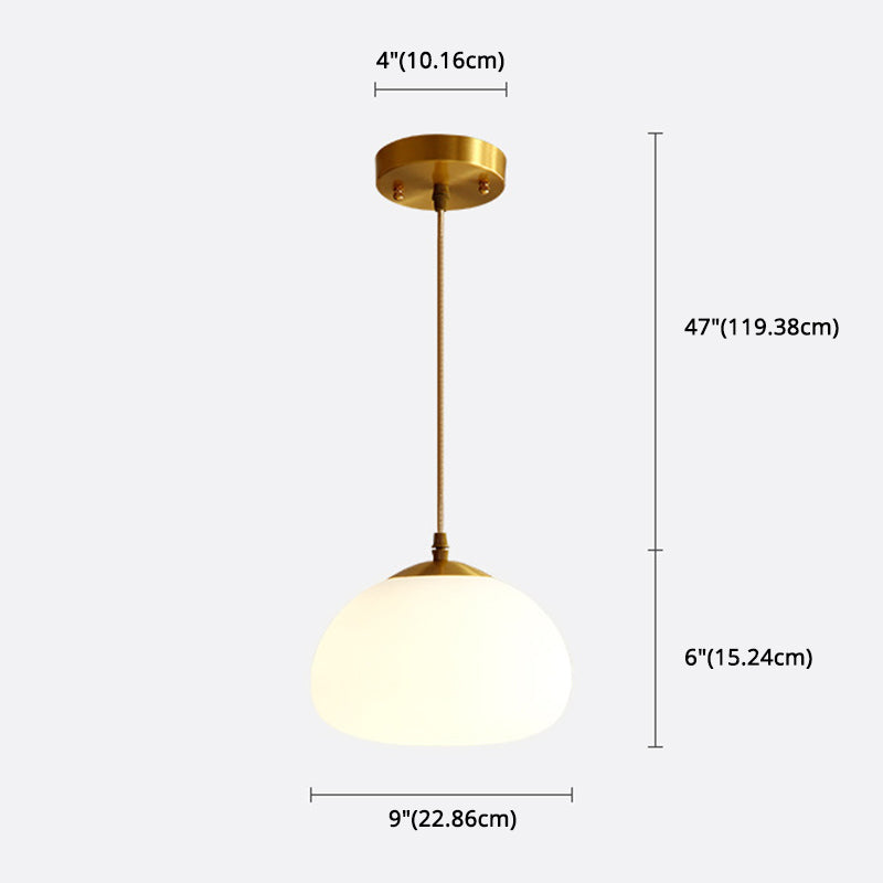 Glass Shaded Hanging Ceiling Light Modern Style Pendant Lighting Fixture in White