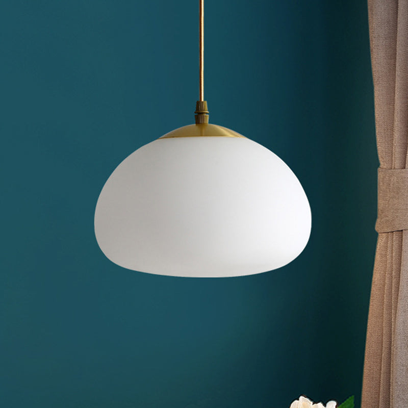 Glass Shaded Hanging Ceiling Light Modern Style Pendant Lighting Fixture in White