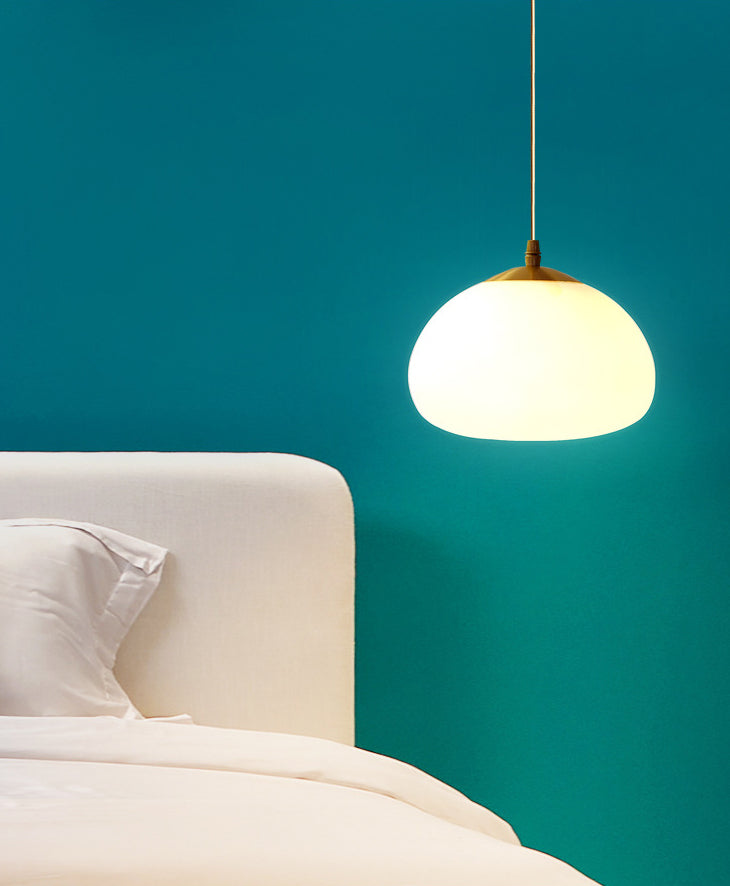 Glass Shaded Hanging Ceiling Light Modern Style Pendant Lighting Fixture in White