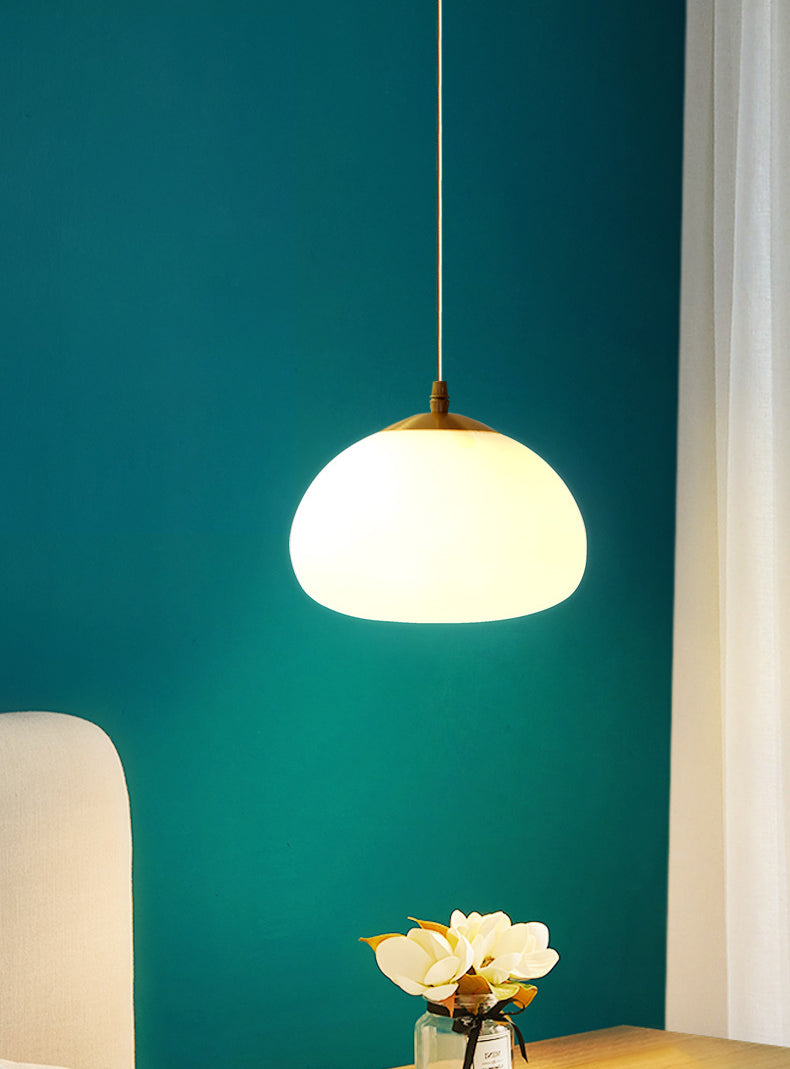 Glass Shaded Hanging Ceiling Light Modern Style Pendant Lighting Fixture in White