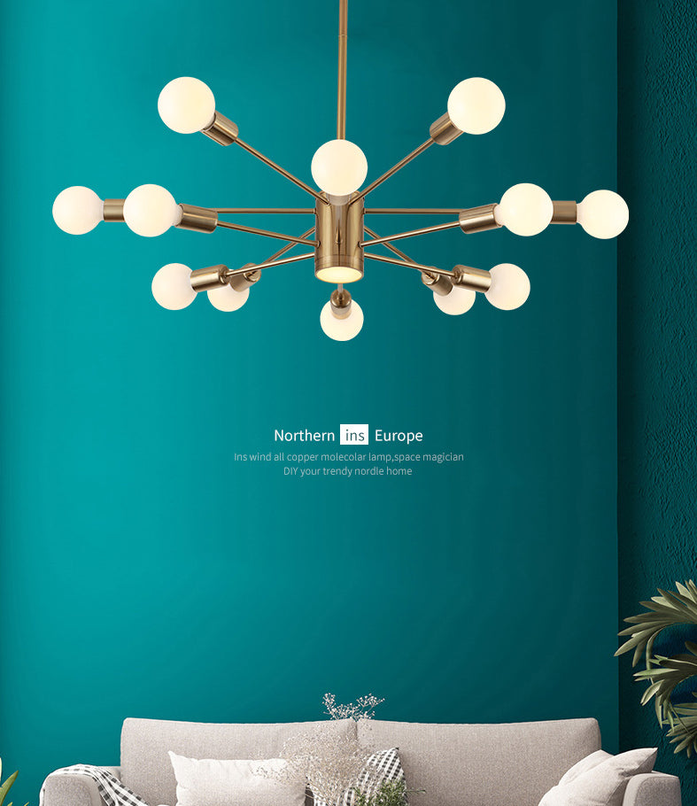 Lumo elettroplato di illuminazione in stile nordico oro con seppietti a LED Multi-Lights Apparecchiatura della sala da pranzo