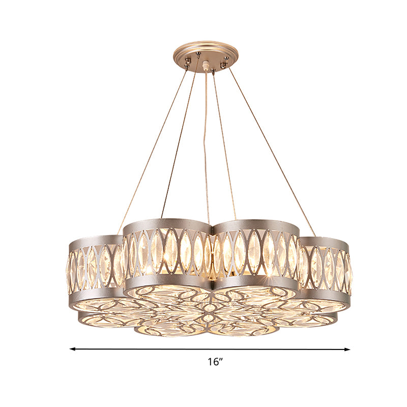 Bloom Dining Room Chandelier Lighting Fixture Faceted Crystal 3 Bulbs Modern Pendant Light in Silver