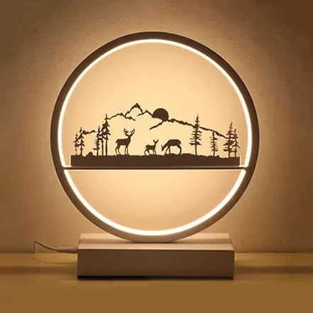 Metal Round Table Light with Natural View Creative Reading Light for Adult Bedroom Cafe