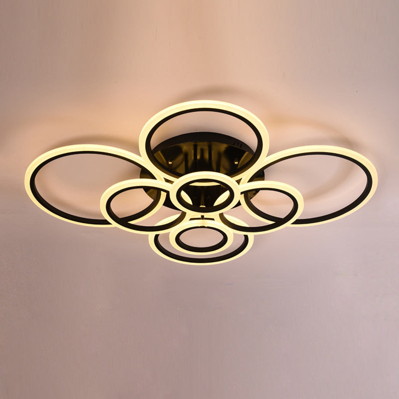 Schwarz Rund Acryl Schatten Halbbündige Halterung in Modern Concise Style Indoor LED Deckenleuchte