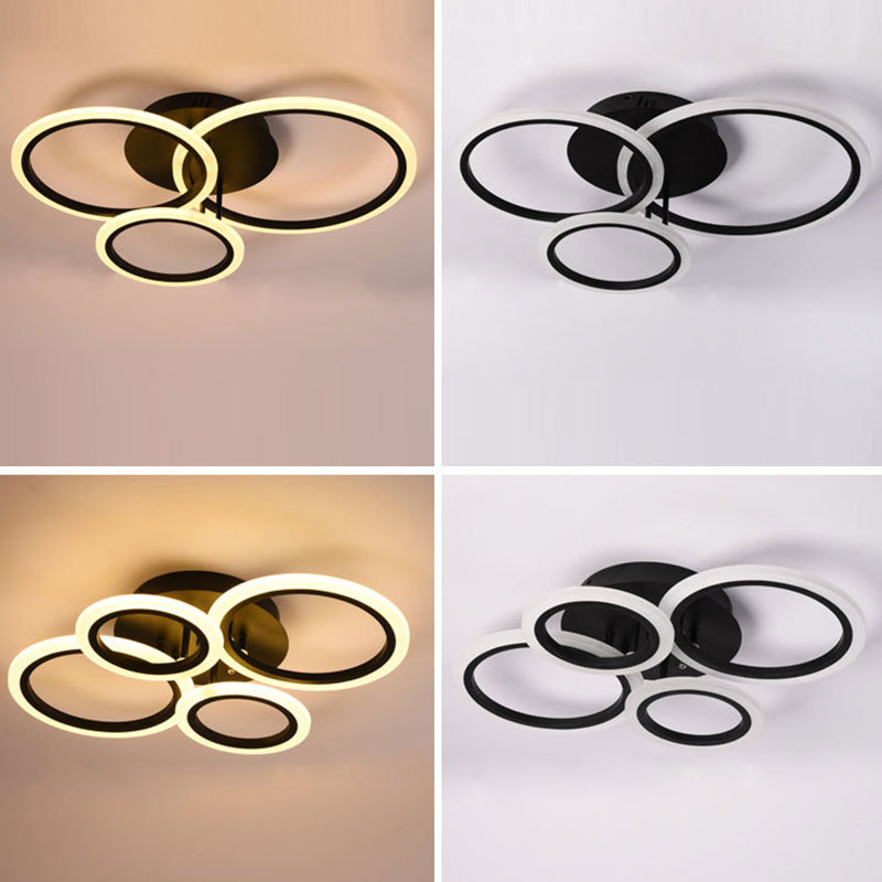Schwarz Rund Acryl Schatten Halbbündige Halterung in Modern Concise Style Indoor LED Deckenleuchte