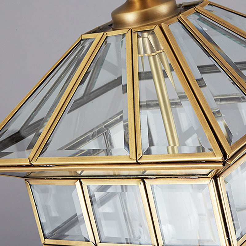 Luz de lámpara de vidrio transparente de 10 "/12" W Lámpara Colonial 3 Bulbos Lámpara colgante