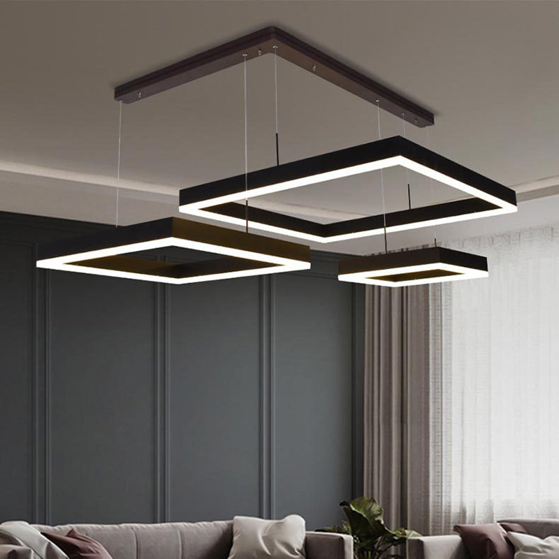Luz de colgante colgante de techo cuadrado moderno estilo minimalista para sala de estar para sala de estar