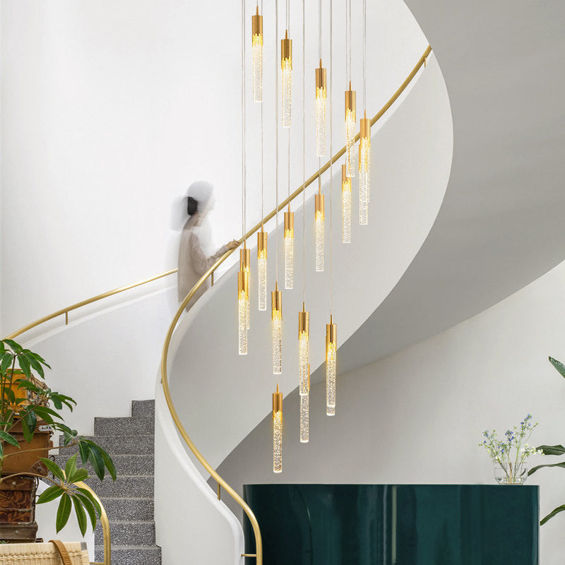 Bubble Glassrohr Anhänger Licht minimalistisch Gold Multiple hängende Licht für Treppen