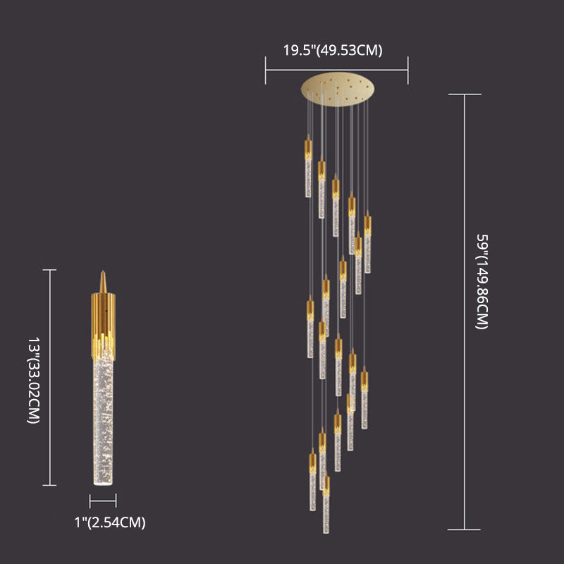 Bubble Glassrohr Anhänger Licht minimalistisch Gold Multiple hängende Licht für Treppen