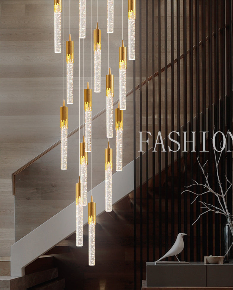 Bubble Glassrohr Anhänger Licht minimalistisch Gold Multiple hängende Licht für Treppen