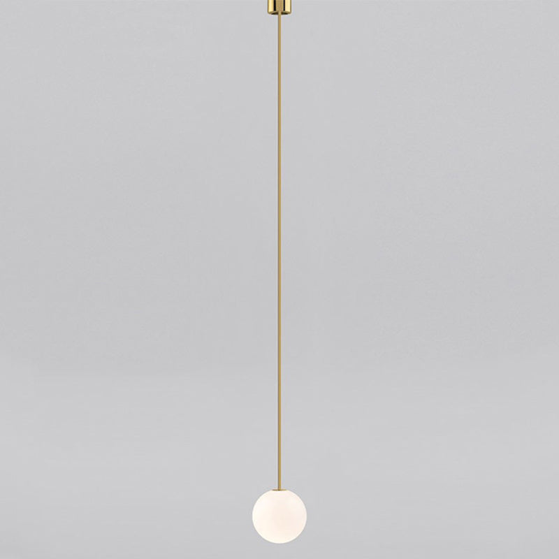 Minimalistischer Ball Anhänger weißes Glas 1 Glühbirnen -Schlafzimmer -Federung mit hängenden Stange