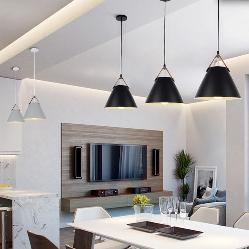 Modern Macaron colgante cónico de metal ligero de metal de 1 luz para la mesa del comedor