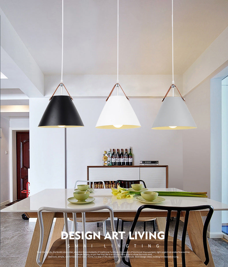 Modern Macaron colgante cónico de metal ligero de metal de 1 luz para la mesa del comedor