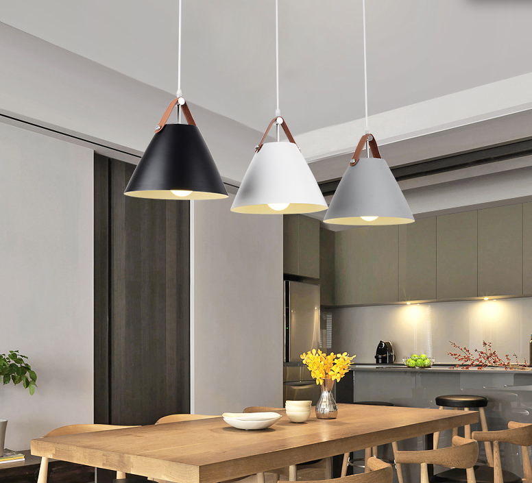 Modern Macaron colgante cónico de metal ligero de metal de 1 luz para la mesa del comedor