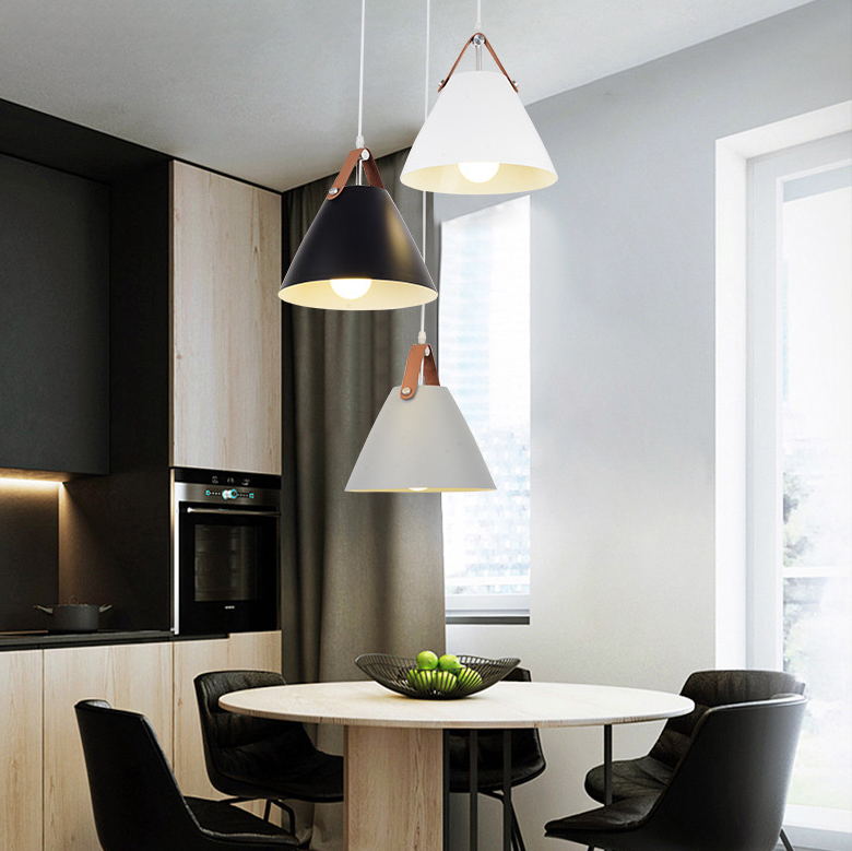 Modern Macaron colgante cónico de metal ligero de metal de 1 luz para la mesa del comedor