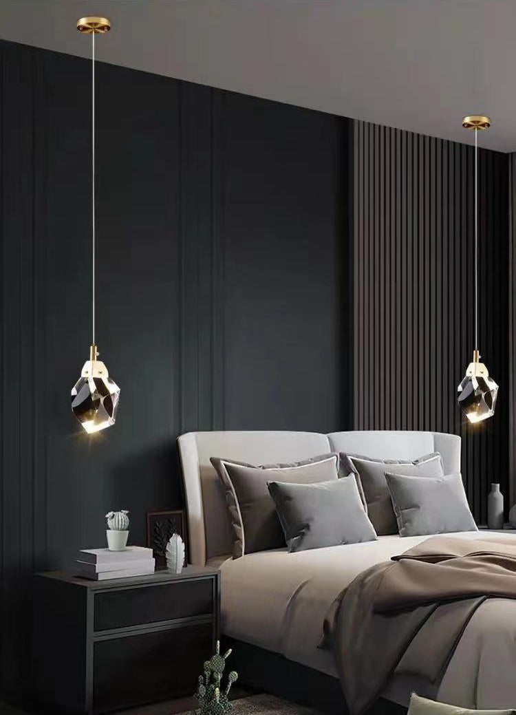 Lámpara de múltiples colgantes geométricos luces colgantes de cristal de estilo de lujo modernos en acabado dorado para sala de estar