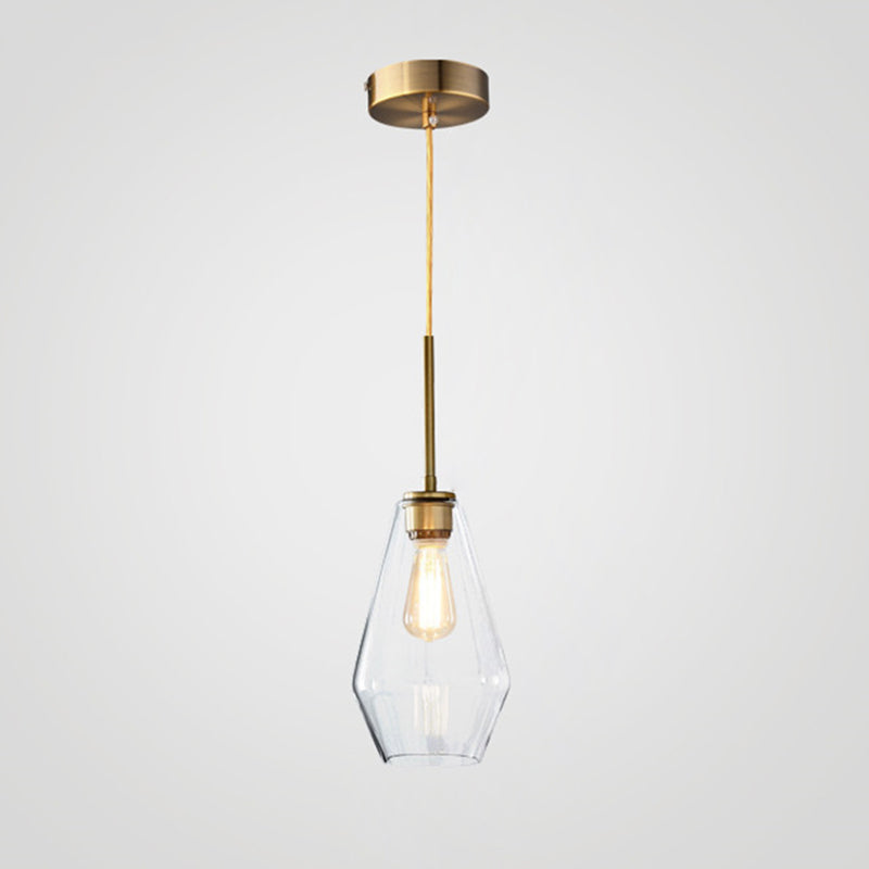 Clear Hand Blown Glass Ceiling Pendant Lamp Modern Minimalist 1 Light Hanging Lamp for Living Room