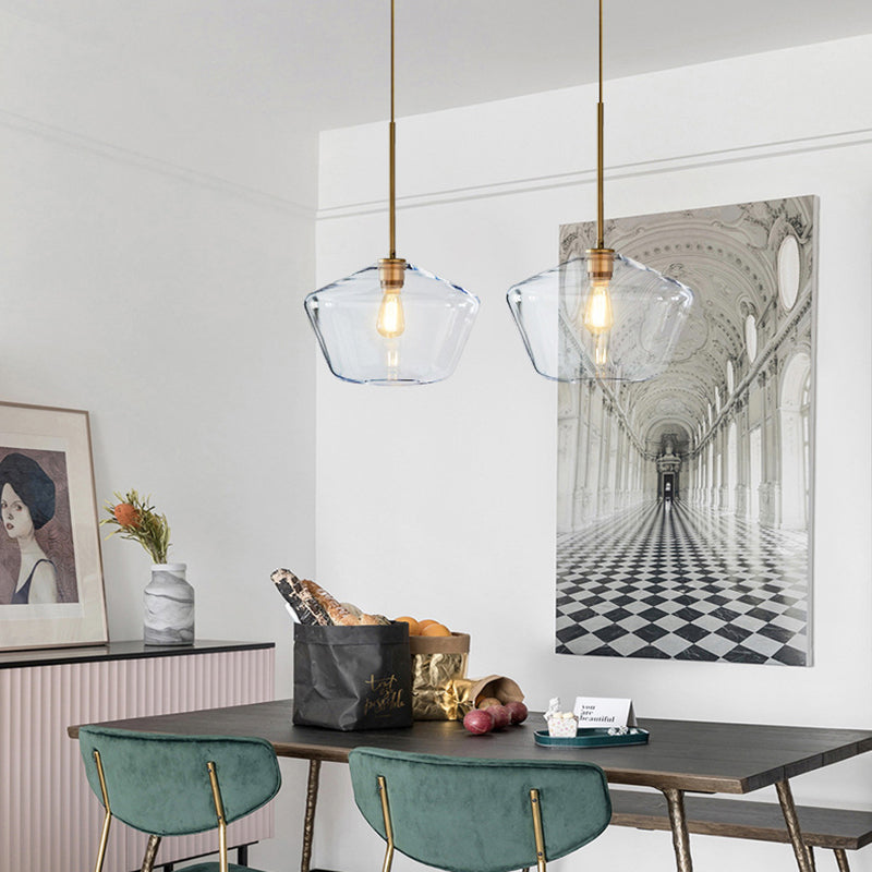 Clear Hand Blown Glass Ceiling Pendant Lamp Modern Minimalist 1 Light Hanging Lamp for Living Room