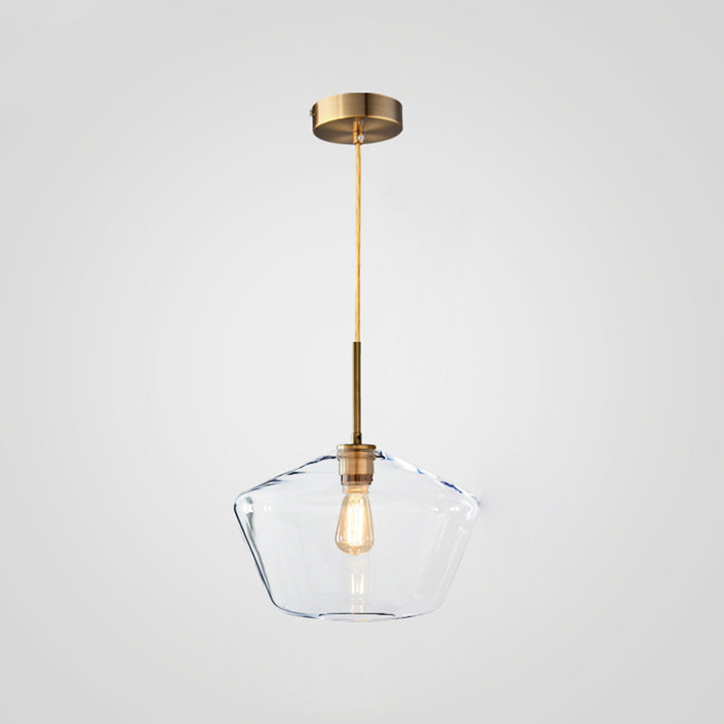 Clear Hand Blown Glass Ceiling Pendant Lamp Modern Minimalist 1 Light Hanging Lamp for Living Room