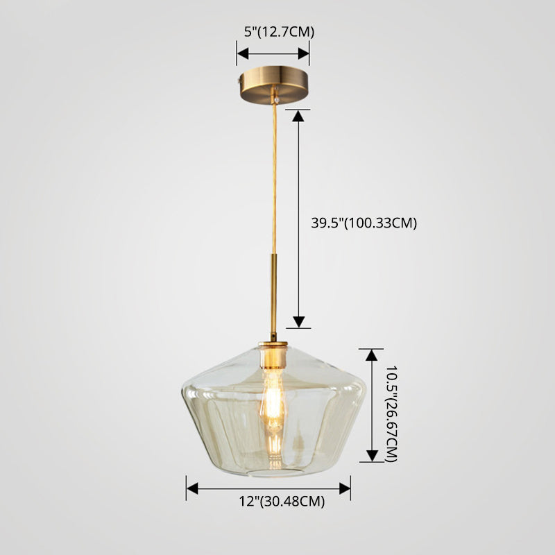 Clear Hand Blown Glass Ceiling Pendant Lamp Modern Minimalist 1 Light Hanging Lamp for Living Room
