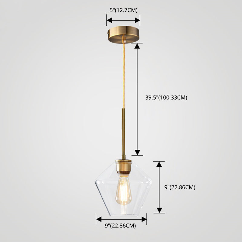 Clear Hand Blown Glass Ceiling Pendant Lamp Modern Minimalist 1 Light Hanging Lamp for Living Room