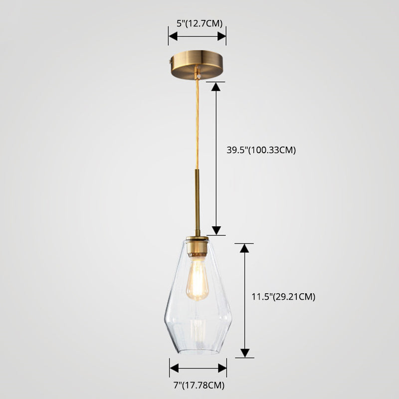 Clear Hand Blown Glass Ceiling Pendant Lamp Modern Minimalist 1 Light Hanging Lamp for Living Room