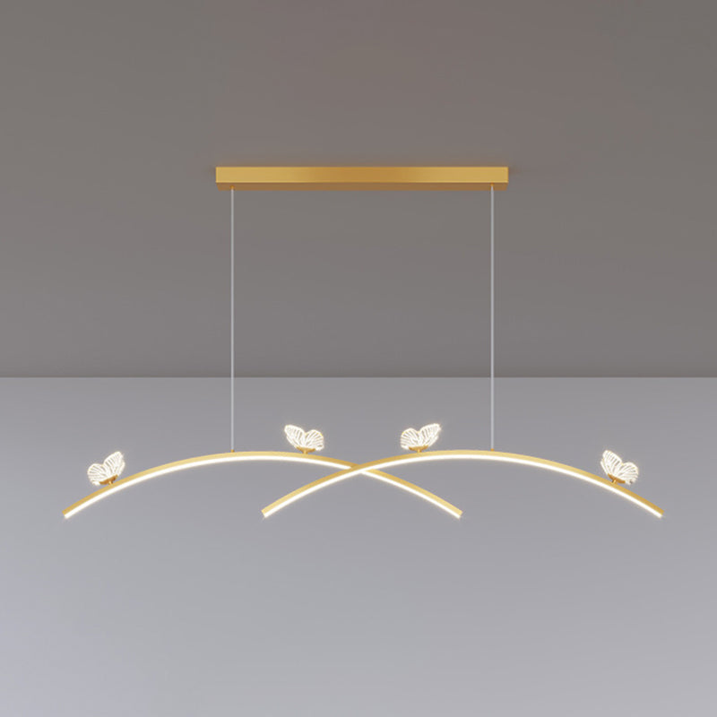 Moderne minimalistische stijl lineaire cluster hanger licht metaal 2 lichten cluster hanger voor woonkamer