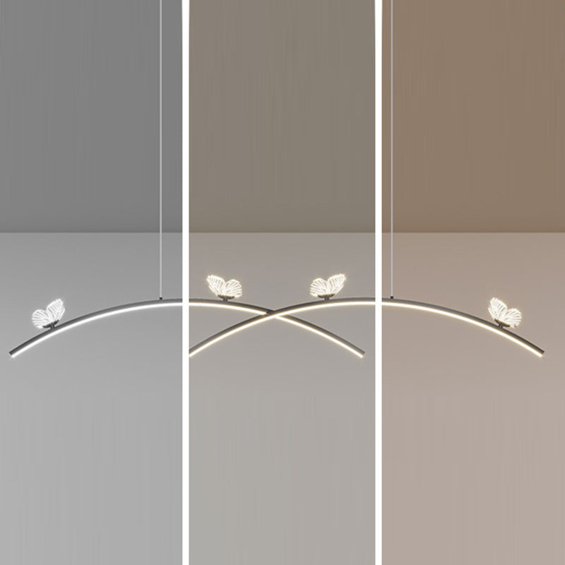 Moderne minimalistische stijl lineaire cluster hanger licht metaal 2 lichten cluster hanger voor woonkamer