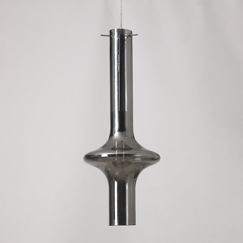 Modern Minimalist  Design Hanging Lamp Cylinder Smoke Glass Shade Pendant Light for Living Room