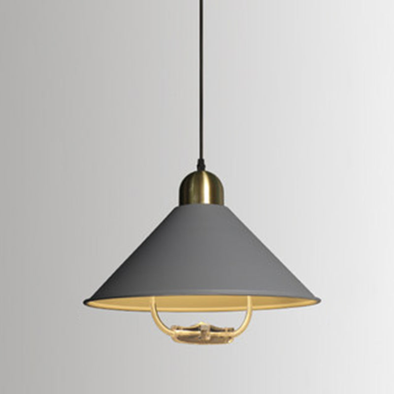 Metal Tapered Hanging Light Nordic Style 1 Light  Restaurant Ceiling Pendant Lamp  with Hand Pull Off