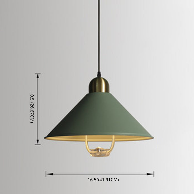 Metal Tapered Hanging Light Nordic Style 1 Light  Restaurant Ceiling Pendant Lamp  with Hand Pull Off