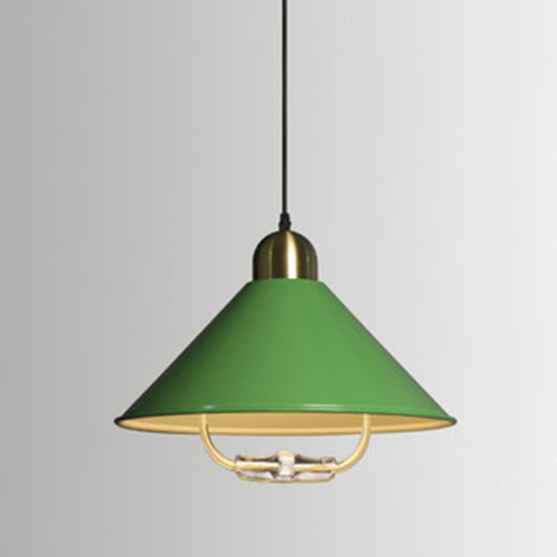 Metal Tapered Hanging Light Nordic Style 1 Light  Restaurant Ceiling Pendant Lamp  with Hand Pull Off