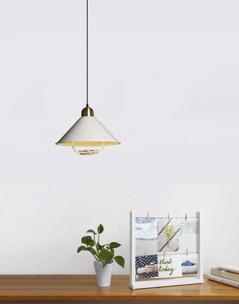 Metal Tapered Hanging Light Nordic Style 1 Light  Restaurant Ceiling Pendant Lamp  with Hand Pull Off