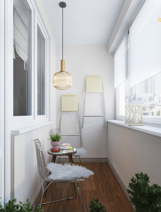 Zeitgenössischer geblasener Rippenglas Anhänger Licht 1 Lichthänge Anhänger Beleuchtung für Schlafzimmer