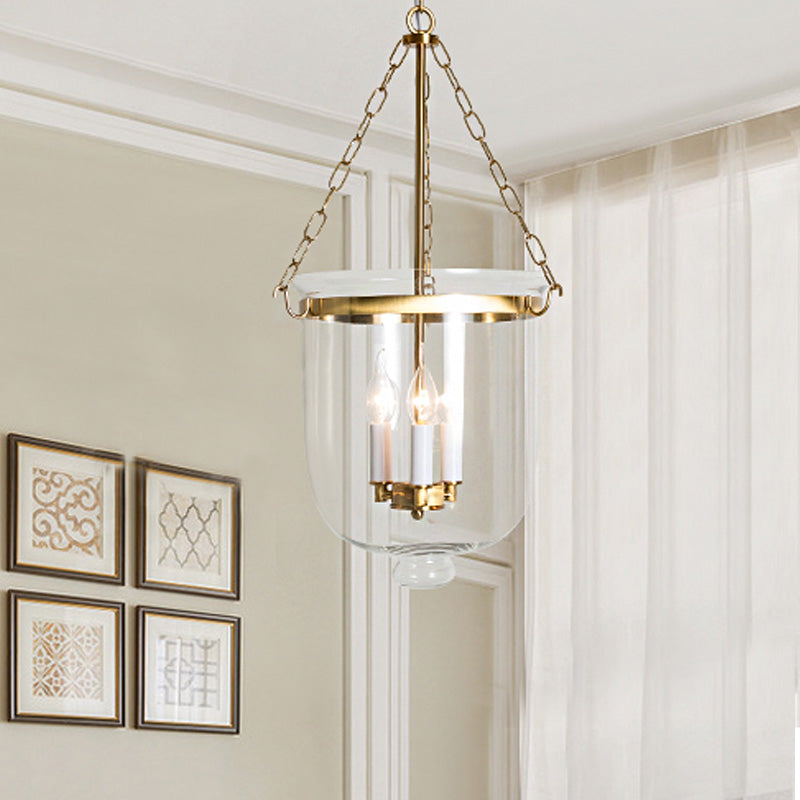 Candelabra Clear Glass Anhänger Kronleuchter kolonial 3 Lampen Schlafzimmer hängen Licht