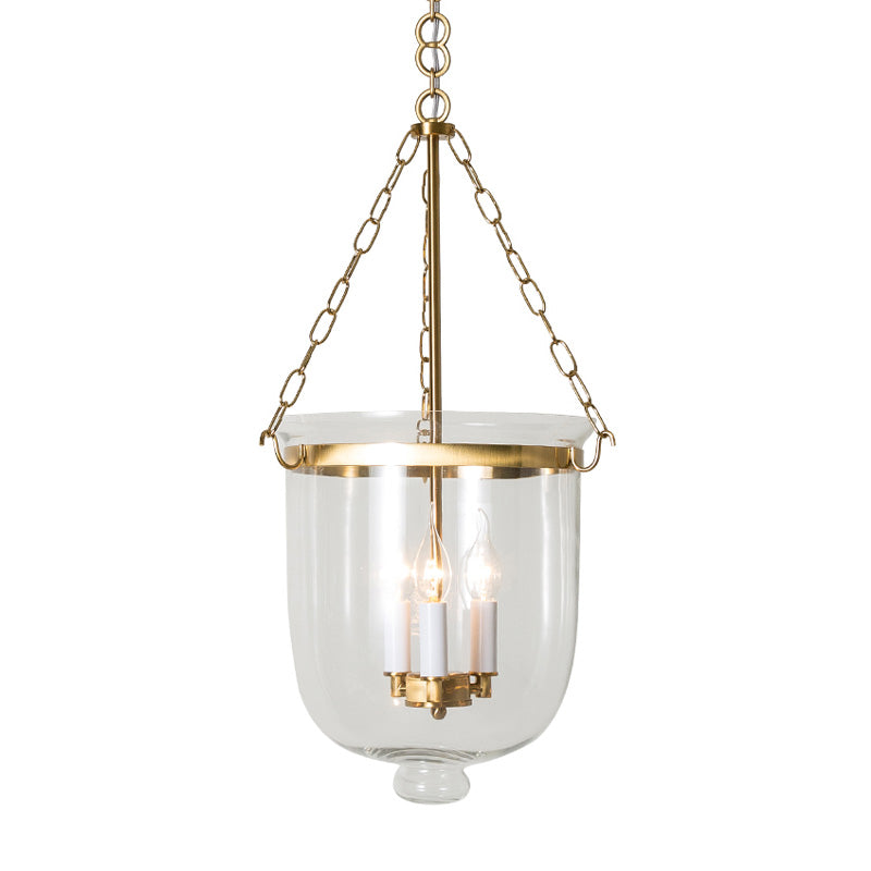 Candélabre en verre transparent pendant lustre colonial 3 bulbes chambre à coucher