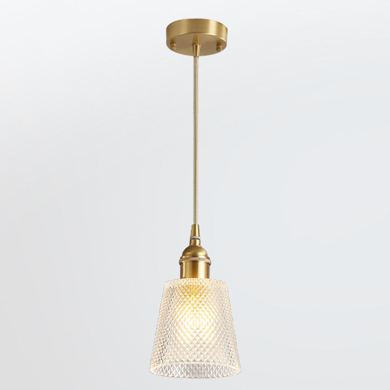 Tapered Pendant Light Fixture Mid-Century Modern Ribbed Glass Hanging Pendant Lights for Bar