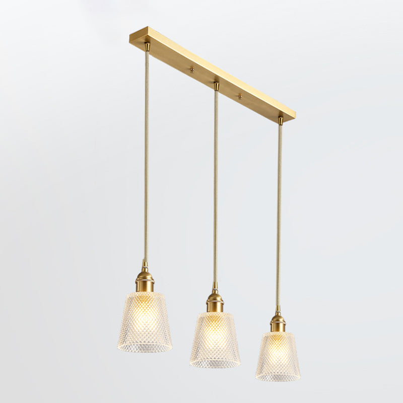 Tapered Pendant Light Fixture Mid-Century Modern Ribbed Glass Hanging Pendant Lights for Bar